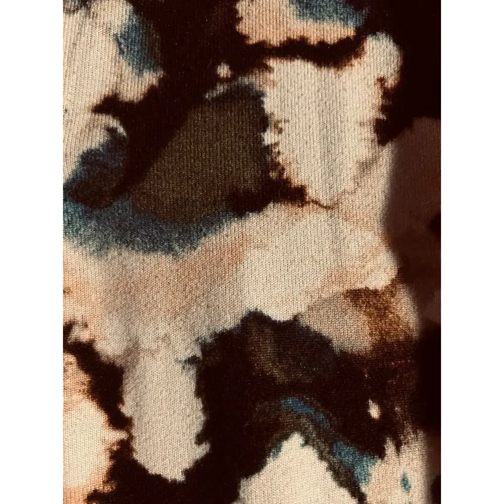 Nina Leonard Abstract Print Cardigan Sweater  Black, Cream, Blue XL Petite